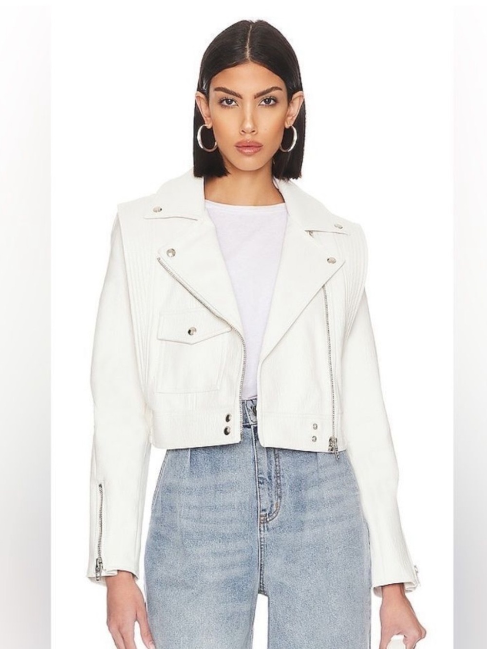 Blank NYC Faux Leather Cropped Moto Jacket in All Time High NWT New